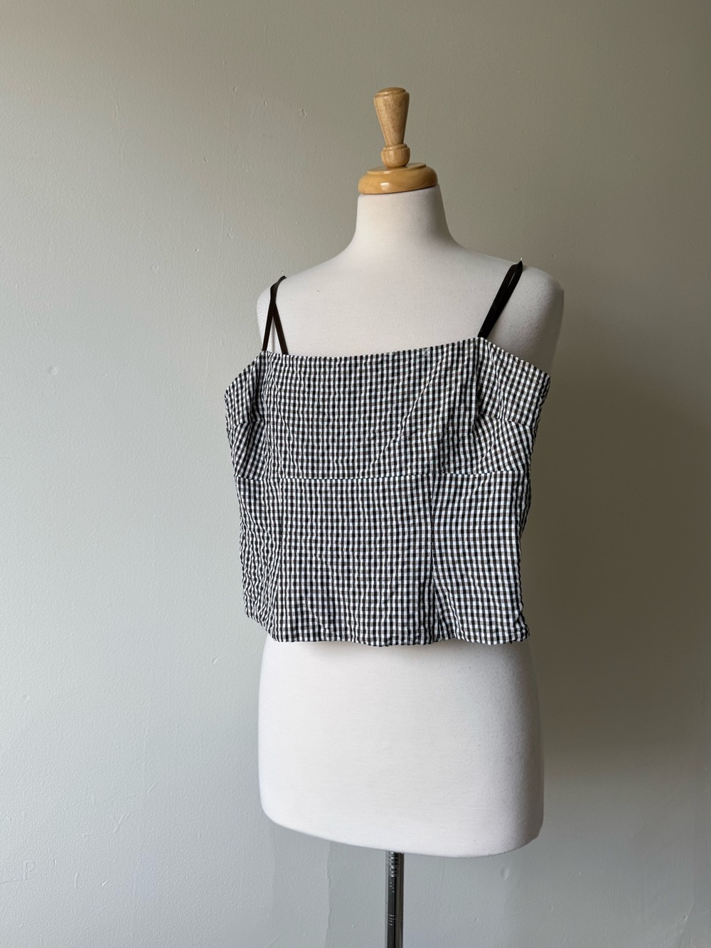 Tombolini Gingham Zip Detail Crop Top